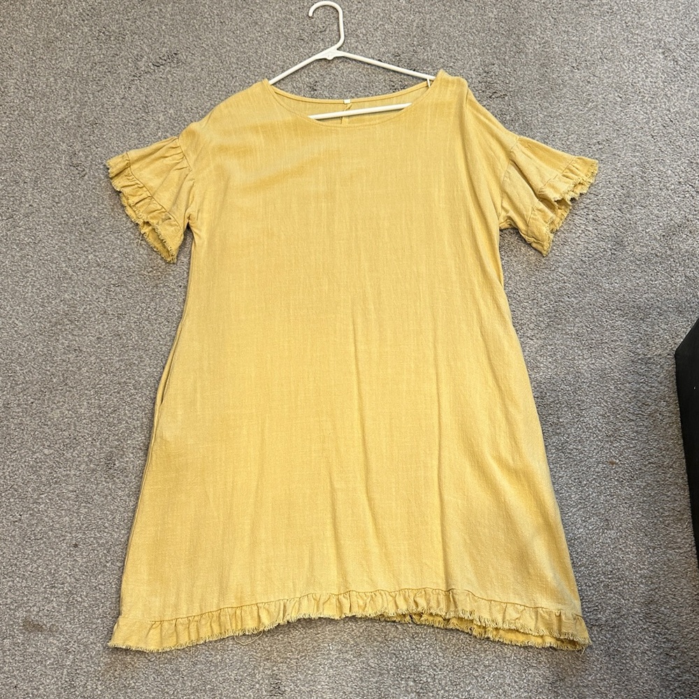 Yellow Ruffle Sleeve Dress